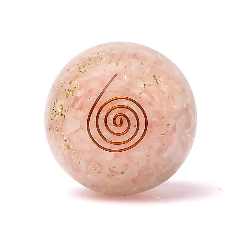 Rose Quartz Orgonite Sphere with Heart