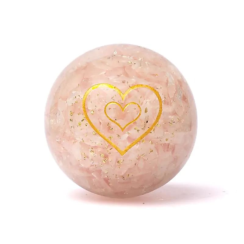 Rose Quartz Orgonite Sphere with Heart